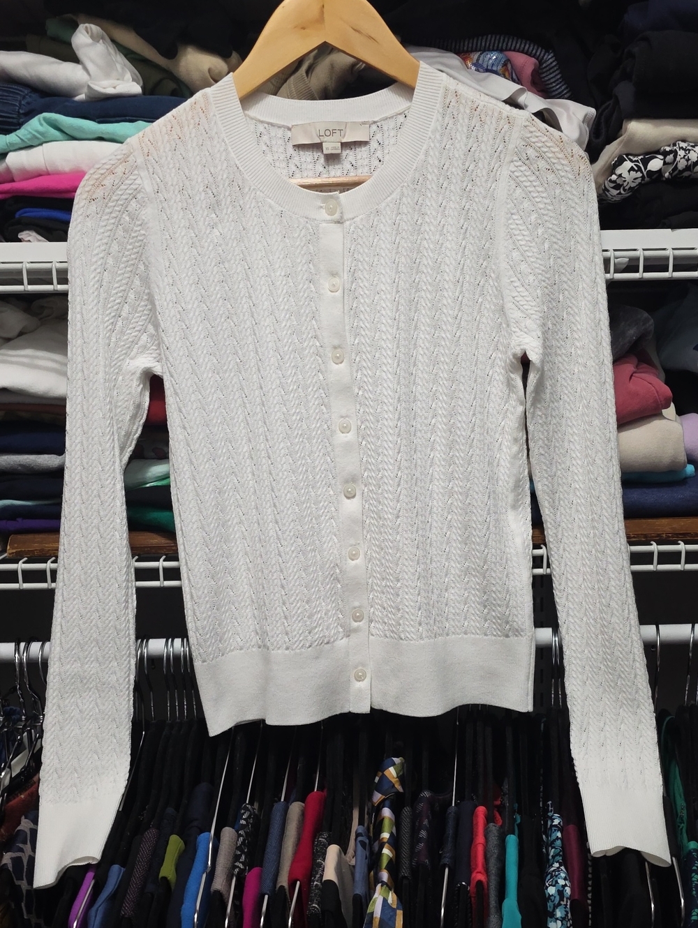 LOFT White Cardigan Sweater